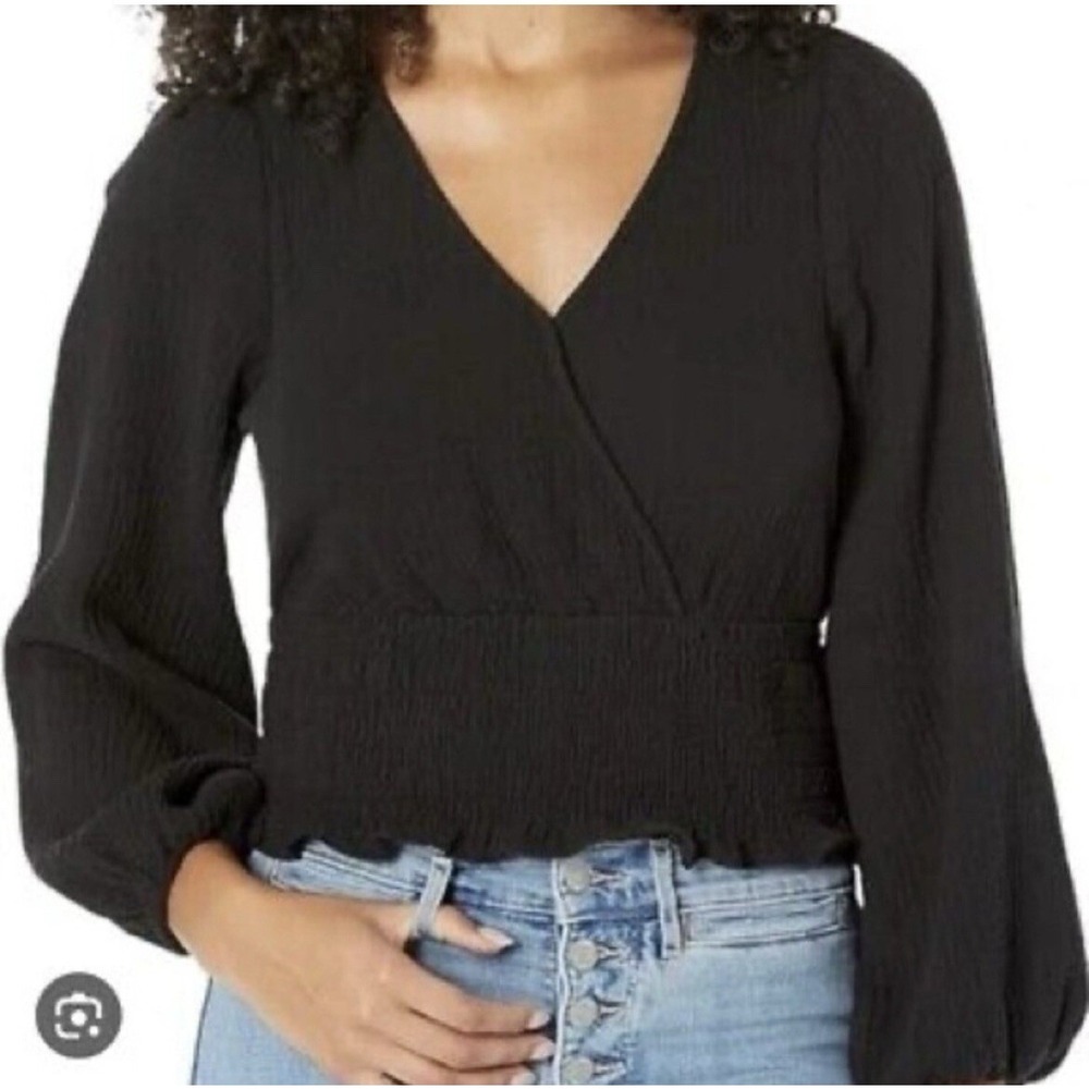 New Madewell Lightspun Julianne Smock Waist Black Top Size Small‎ NH014